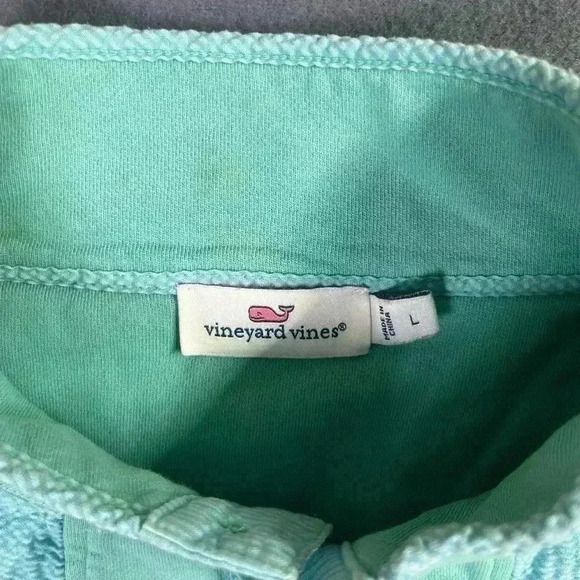 Vineyards Vines 2 button Pullover Sweatshirt Womens L Green Light Blue 0670 - Picture 3 of 8